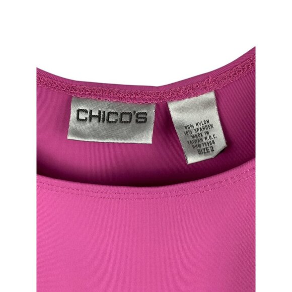 Chicos Pink Sleeveless Tank Top Size 2 Nylon/Spandex - Picture 3 of 3